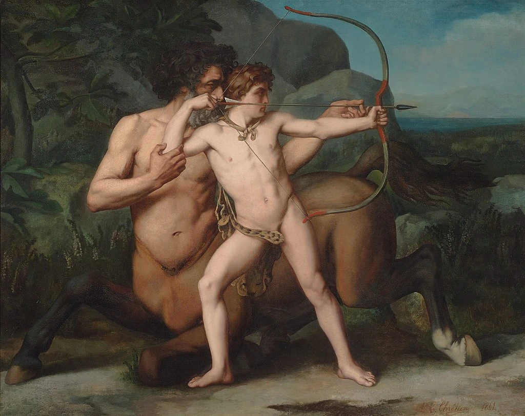 Quiron y la educación de Aquiles de Auguste-Clement Chretien