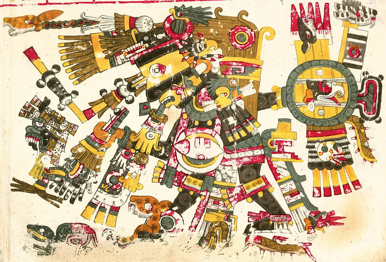 Dibujo de Tezcatlipoca deidad descrita en el Codex Borgia