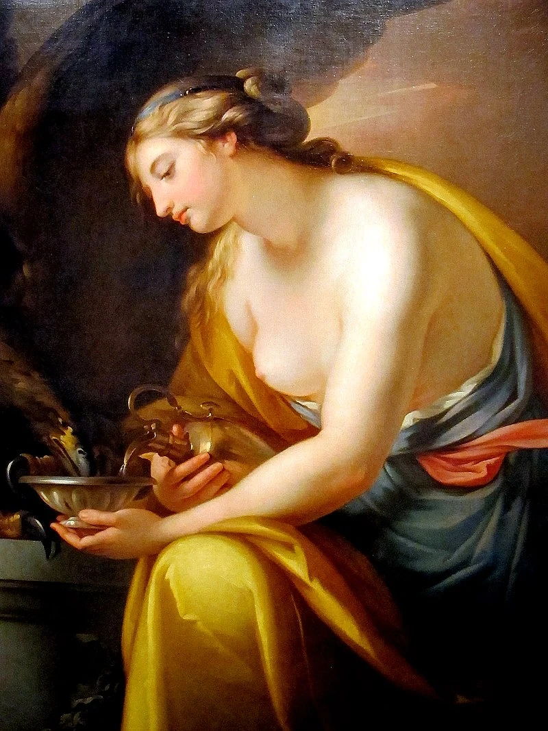 Diosa Juventas Hebe diosa romana dando de beber al águila de Júpiter de Gavin Hamilton
