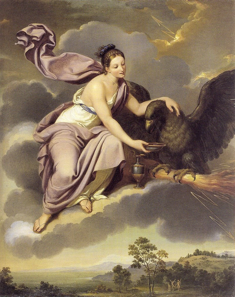 Diosa Juventas Hebe diosa romana dando de beber al águila de Júpiter de Guiseppe Craffonara
