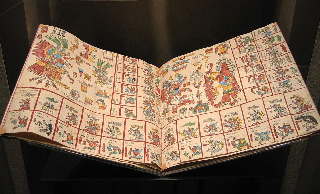 Réplica del libro del Códex Borbonico en la Colección del Museo Nacional de Antropología de Ciudad de México